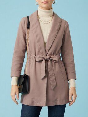 Dusty Rose Front Tie Trench Coat